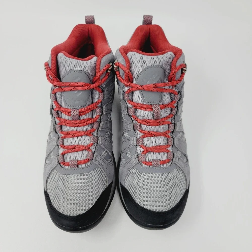 columbia womens hiking boots Size 6.5 M Gray Red Waterproof BLO833-088